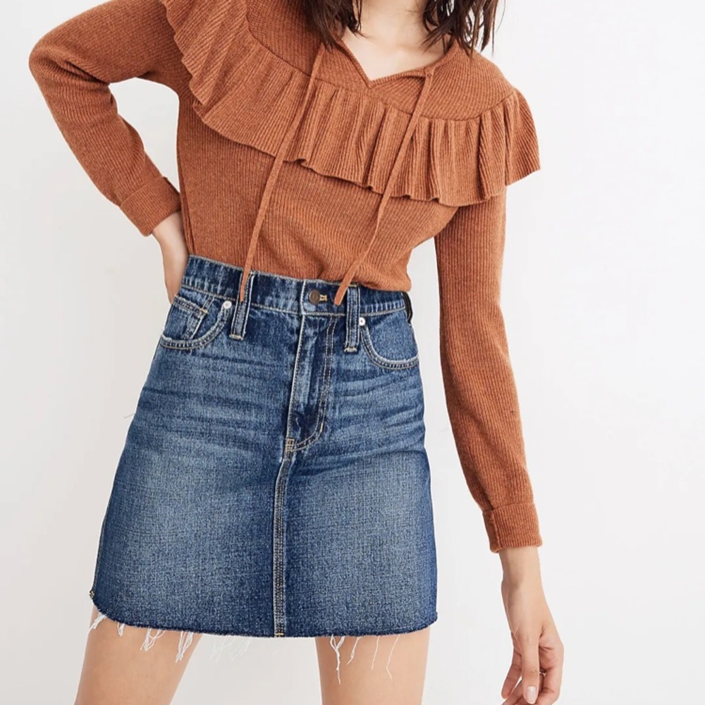 Madewell Rigid Denim Straight Mini Skirt Reworked Edition Size 28